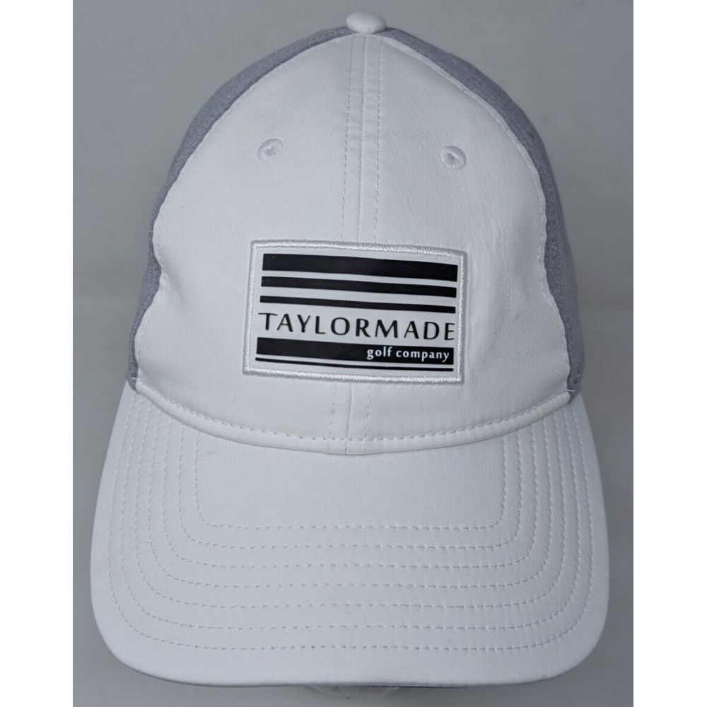 TaylorMade Golf Men's Baseball Cap‎ Hat Patch White Gray VTG